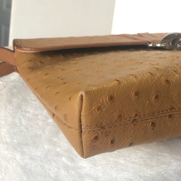 AL& C vintage authentic ostrich tan and brown leather shoulder bag - Picture 4 of 5